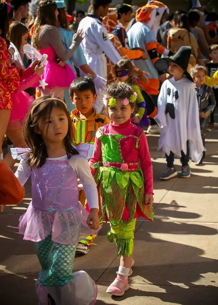 Kids in costume for the Halloween parade