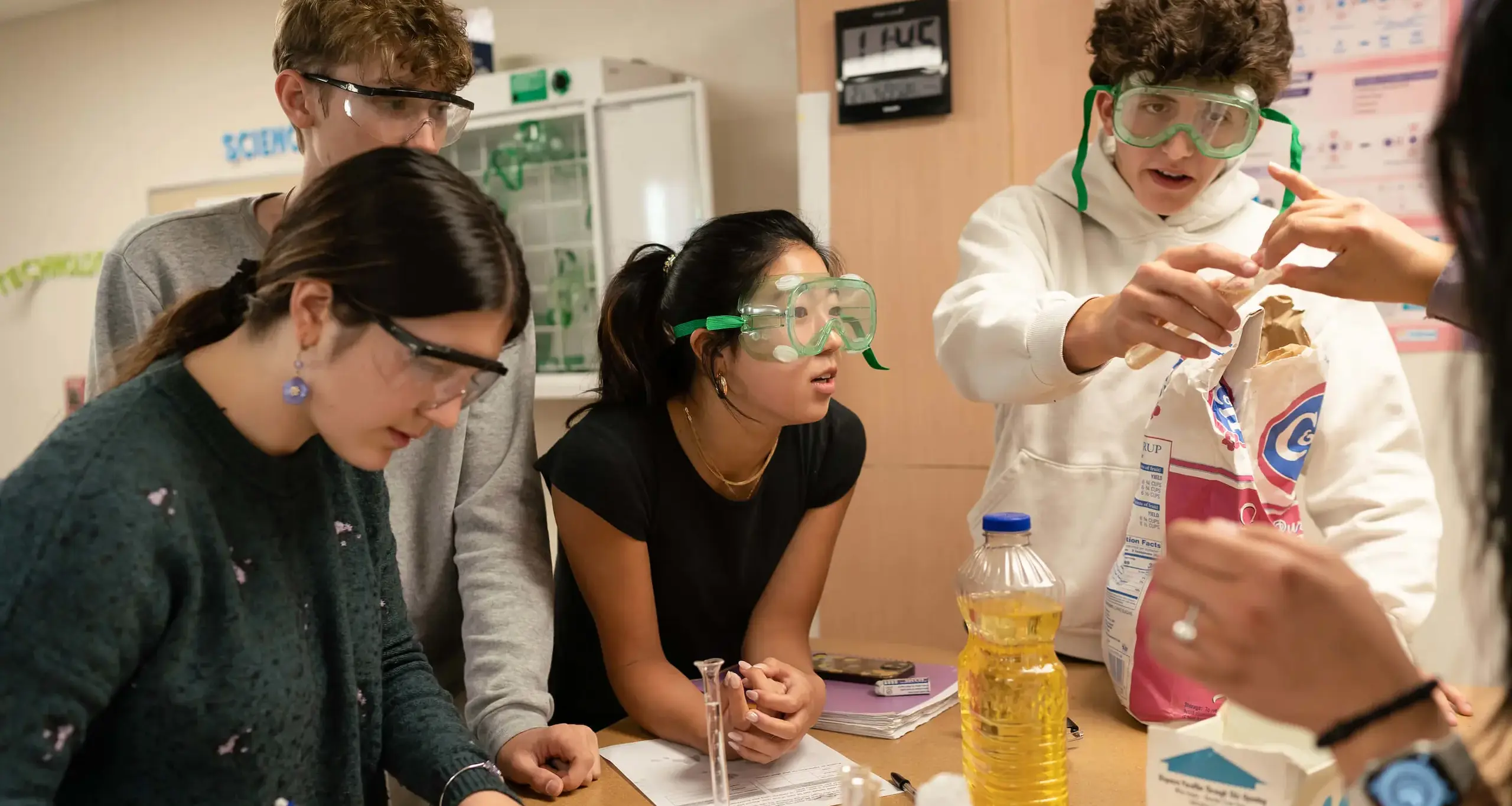 Group of students conducting a science experiment