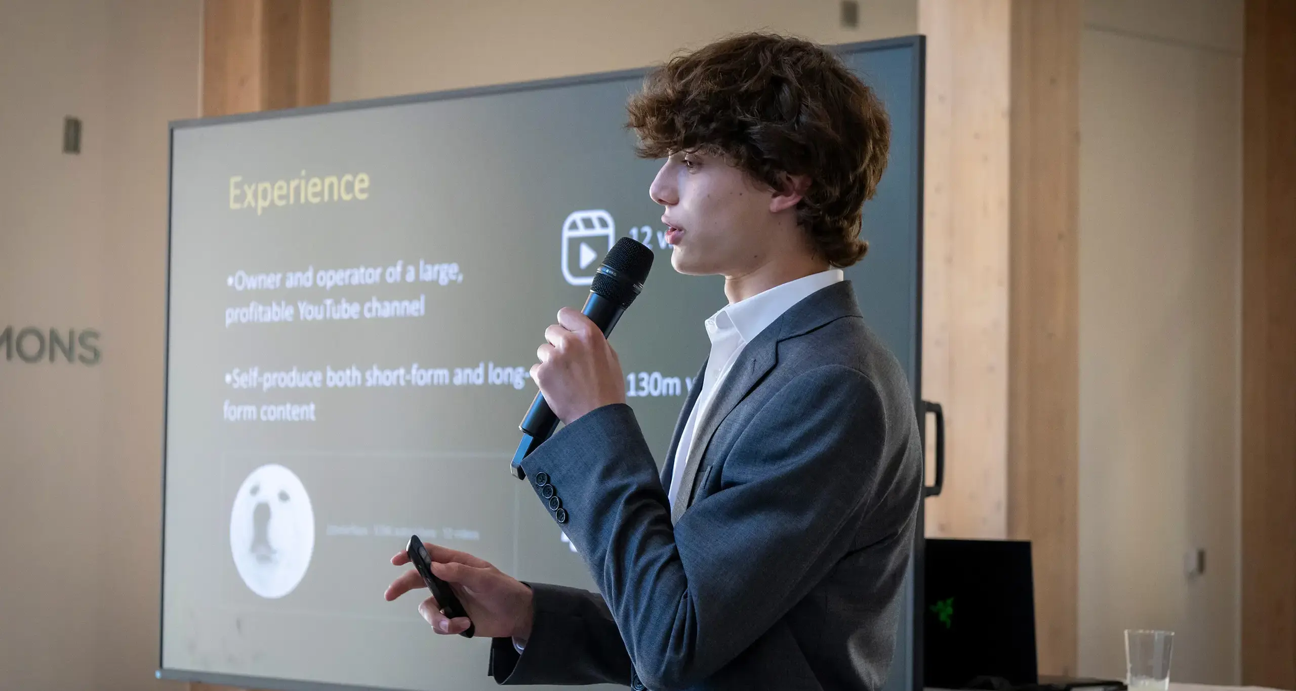 Student presenting to a panel